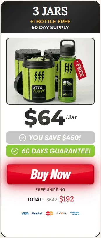 Buy KetoFlow 3 jars value pack - 90 day supply of drinkable keto BHB MCT powder formula